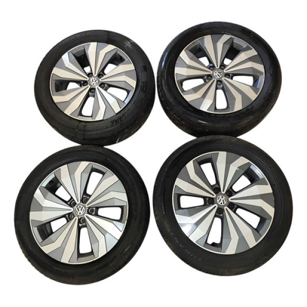 Jogo Roda Aro 17 C/pneus 215/55 Vw T-cross 2020/22 C/detalhe Prata