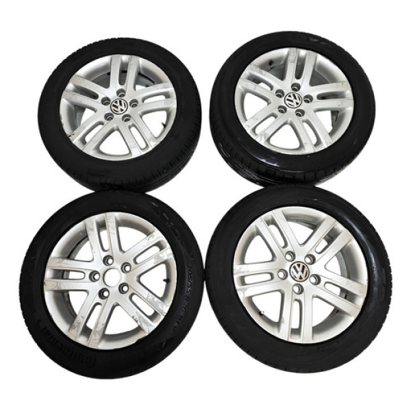 Jogo Roda Aro 16 C/pneu 205/55 Vw Jetta 2009/2011 C/detalhe Prata